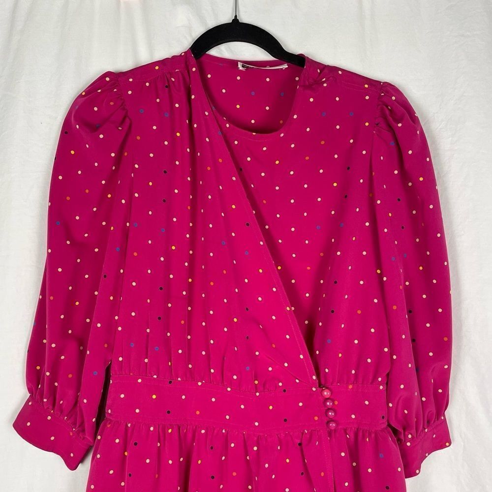 Albert Nipon Pink Vintage 80’s Polka Dot Midi Dre… - image 3